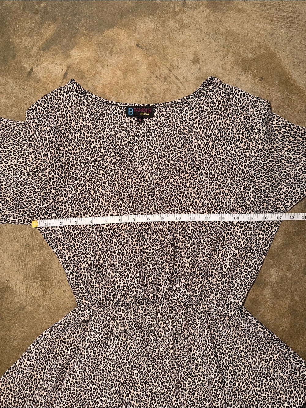 Y2K Leopard Print Peplum Top M (Fit S) B Famous USA Flutter Sleeve - Picture 6 of 10
